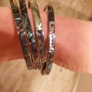 Albalone Inlay, Vintage Bangle Bracelets